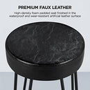 Yaheetech 26.5 inch Round Bar Stools 2pcs Faux Leather Counter/Bar Height Stools with Cushion Backless Leather Seat with Hairpin Legs Barstools for Bar/Dining/Kitchen, Black(1 Package of 2pcs)