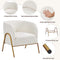 Yaheetech Modern Boucle Armchair, Cozy Accent Chair with Gold Metal Legs, Fuzzy Lounge Chair with Half-Surrounded Seat for Living Room Bedroom Reading Nook, Ivory