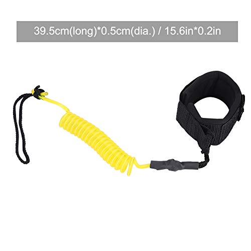 Surf SUP Leash, Stand Up Paddle Board 5mm Coiled Spring Leg Foot Rope Surfing Leash for Surfboard, Surfboard Coiled Leash(15.6in*0.2in) (Yellow)