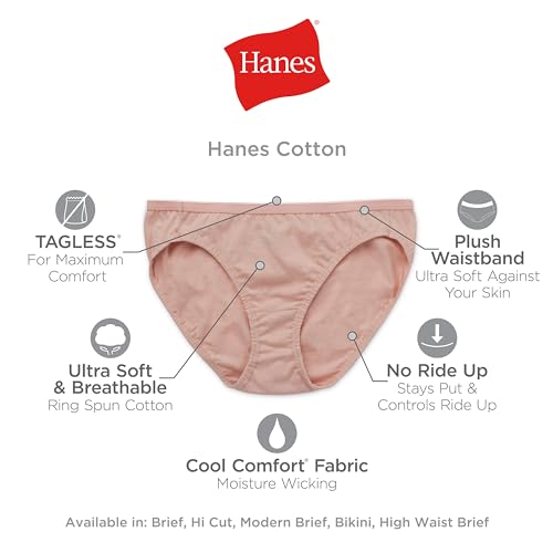 Hanes Womens Cotton Bikini Panties (Pack of 10) Briefs-Underwear, Assorted, 12 US