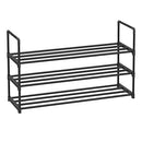 SONGMICS 3-Tier Shoe Rack, Storage Organiser, Metal, Fits 12 to 15 Pairs of Shoes, Stackable Shelf, for Hallway, Living Room, Bedroom, 30.5 x 92 x 55 cm, Black LSA303B02