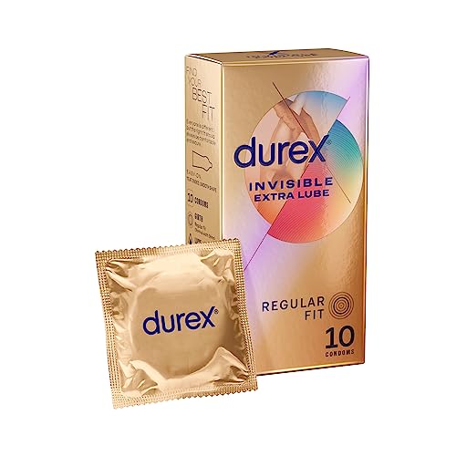 Durex Invisible Condoms Extra Lube, Pack of 10