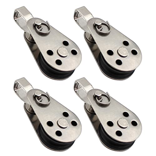 4PCS Stainless Steel Nylon Marine Pulley,Pulley Block Rope Rope Runner Kayak Pulley Single Pulley Bearing Block Rope Runner,Suitable for 0.08" to 0.32" Ropes,for Sailboats,Yachts,Ship Pulleys