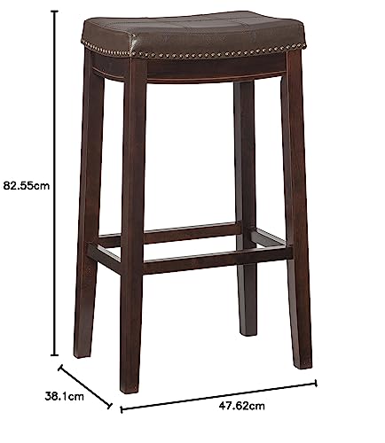 (brown) - Linon Claridge Patches Bar Stool, 80cm , Brown