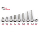 Bolts, 160pcs Stainless Steel SS304 Hex Socket M5 Screws Bolts and Nuts Assortment hex Screw Nuts Fastener(Cap Head)