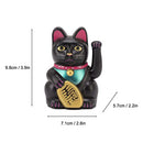 4 Inch Lucky Fortune Cat Maneki Neko, Lucky Cat Decor Hand Waving Welcoming Cat for Home Desk Ornament Gift Giving, Feng Shui Business Ornament Home Decor (Black)