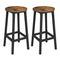 Vasagle Set of 2 Bar Stools, Tall Kitchen Stools, Sturdy Steel Frame, 65 cm Tall, Easy Assembly, Industrial Style, Rustic Brown and Black