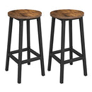 VASAGLE Bar Stools, Set of 2 Bar Chairs, Steel Frame, 25.6 Inch Tall, for Kitchen Dining, Easy Assembly, Industrial Design, Rustic Brown and Black ULBC32X