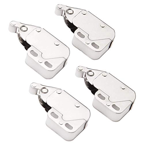 4 x Spring Loaded Mini Tip Push Catch Release Latch Caravan Boat Cupboard Door Cabinet Latch Lock Set for Cupboard Cabinets Door Craft Slide Drilling, Push to Open Touch Release Lock Spring