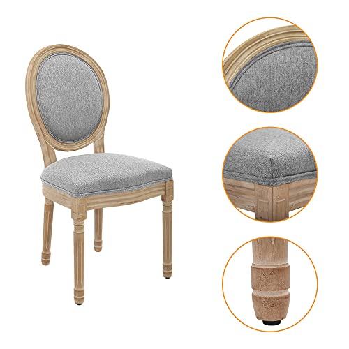 CangLong Farmhouse Room Accent, Modern Distressed Bedroom Round Back Dining Chairs, Set of 2, Dark Grey 1