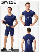 Men's Compression Shirts Short Sleeve Workout Gym T-Shirt Running Tops Cool Dry Sports Base Layer Athletic Undershirts, 3pcs