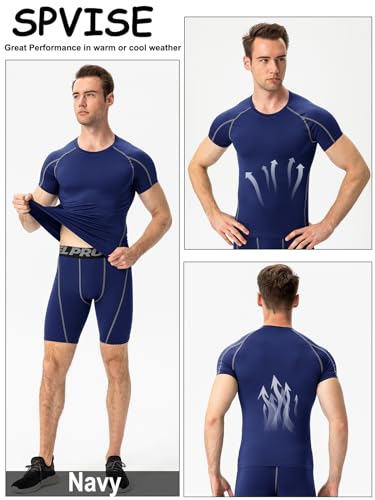 Men's Compression Shirts Short Sleeve Workout Gym T-Shirt Running Tops Cool Dry Sports Base Layer Athletic Undershirts, 3pcs