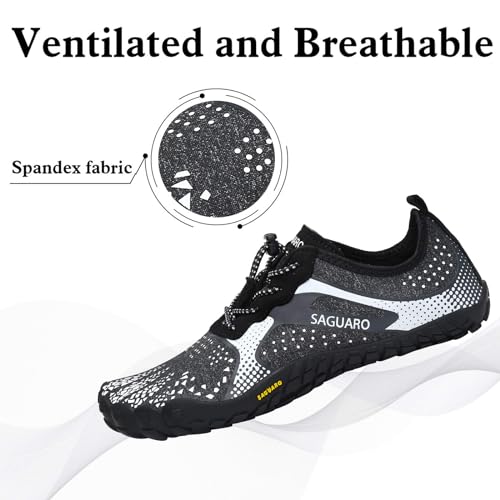 SAGUARO Barefoot Trail Running Shoes Women Men Lightweight Breathable Five Fingers Water Sneakers Minimalist Athletic Zero Drop 5 Wide Toes Cross Training Shoe for Gym Beach Kayaking Rowing Jogging