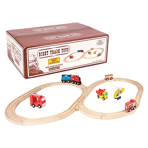 (1, Classic) - 52 Piece Wooden Train Track Pack - 100 Compatible with All Major Brands