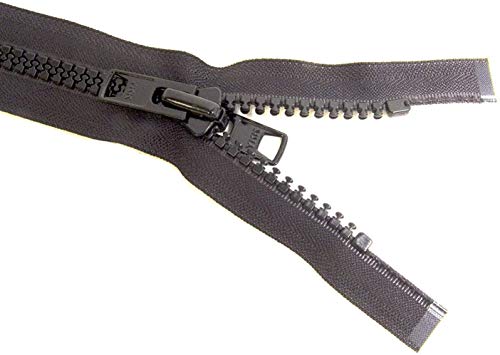 #10 Heavy Duty Marine Grade YKK Separating Zipper - Metal Tab Slider - Color Black - Choose Your Length - Made in The United States (1 Zipper Per Pack) (30" Inches)