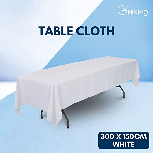 Gominimo Table Cloth for Dining Table Rectangular, Machine Washable, Holiday Wedding Part, 150x300cm (White, 300cm)