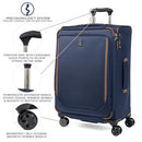 Travelpro Crew Classic Lightweight Softside Expandable Checked Luggage, 8 Wheel Spinner Suitcase, TSA Lock, Men and Women, Checked Medium 25-Inch, Patriot Blue, Patriot Blue, Checked-Medium, Crew