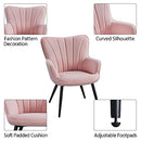 Yaheetech Accent Chair, Modern and Elegant Armchair, Linen Fabric Vanity Chair, Living Room Chair with Metal Legs and High Back for Living Room Bedroom Office Waiting Room, Pink