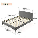 Zinus Liam Double Bed Frame Platform /Bedroom Furniture/Dark Grey Fabric