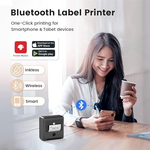 Label Maker Machine - Vinyl Sticker Maker Machine for Small Business, 3 Inch M200 Portable Thermal Printer Support 20-80mm Width Label for Product, Address, Barcode Printer for Phone&PC, Black