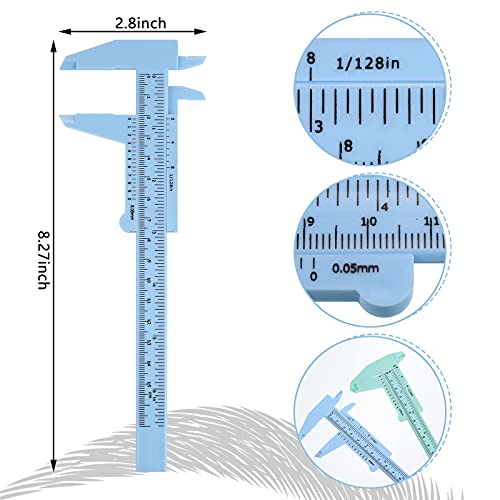 5 Pieces Eyebrow Measuring Ruler, Brow Mapping Ruler Tool, Mini Vernier Caliper Double Scale Plastic Ruler, Sliding Gauge Ruler for Microblading Eyebrow Tattoo Brow Artists Makeup (Fresh Colors)