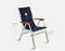 FORMA MARINE Boat Chairs High Back Navy Blue Deck Folding Marine Aluminum Teak Furniture Set of 2 M150NB