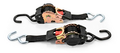 Camco 50033 Retractable Transom Tie Down Straps, 1 Width, 6 Dual Hooks