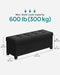 SONGMICS Storage Ottoman, Bedroom Bench with Storage, Foot Stool, 15 x 43.3 x 15.7 Inches, Black ULSF018B01