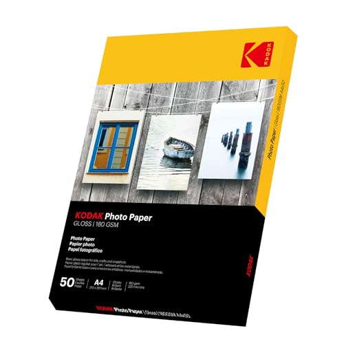 Kodak 180GSM 50 Sheets Gloss Instant Dry 180gsm A4 Photo Paper, (5740-513)