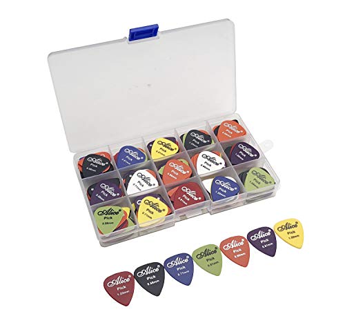 100pcs Alice Matte Anti-Skid Acoustic Electric Guitar Picks Plectrum 6 Thickness 0.58/0.71/0.81/0.96/1.20/1.50 mm With Pick Case Storage Box