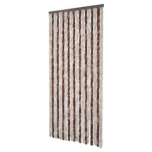 vidaXL Insect Curtain Privacy Screen Anti Fly Bug Mosquito Bee Safety Removable Door Curtain Beige and Light Brown 90x220cm Chenille