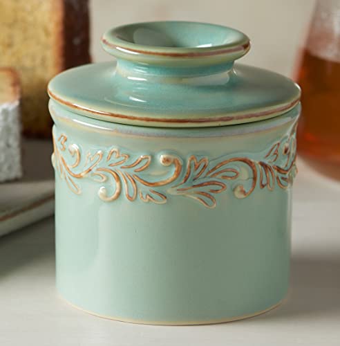 Butter Bell - The Original Butter Bell Crock by L Tremain, a Countertop French Ceramic Butter Dish Keeper for Spreadable Butter, Antique Collection, Sea Spray