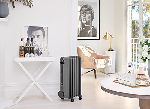De'Longhi TRRS0715E.G, 1500W Radia S Oil Column Heater w/Timer, Black