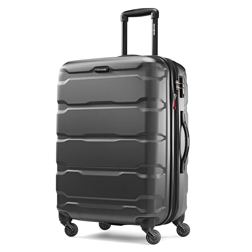 Samsonite Unisex-Adult Omni Pc Hardside Expandable Luggage with Spinner Wheels, Black, Checked-Medium 24-Inch, Omni Pc Hardside Expandable Luggage with Spinner Wheels