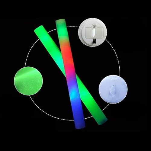 LED Foam Sticks RGB Thunder Wand Glow Sticks Flashing Light Rave Party (20 Pack)