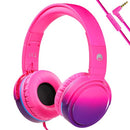 Rockpapa 982 Foldable Wired Headphones,Over Ear Headphones Stereo Headphones with Microphone,Boys Girls Headphones for Travel/PC/Mac/Laptop/Phone(Pink)