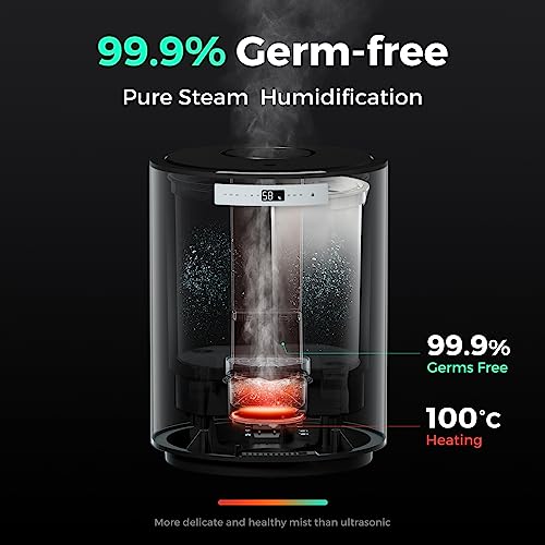 Humidifiers for Large Room, Y&O 10L Steam Whole House Humidifier with Auto Shut Off, Filterless Design, 3 Level Mist Maximum 1200ml/H Output, Covering up to 100m²