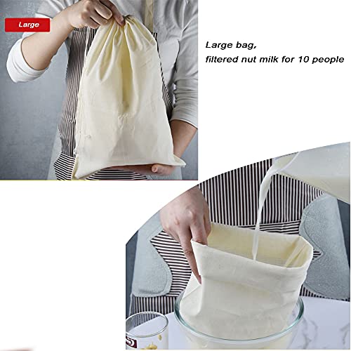 Nut Milk Bags(2 PCS),Cotton Cheesecloth Bags for Straining,Yogurt/Coffee/Tea Strainer,Reusable Almond Milk,Oat Milk,Juice,Cold Brew Coffee,Food Grade,Reusable Washable Strainer (Large 12"x18")