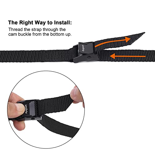 Ayaport Lashing Straps with Buckles Adjustable Cam Buckle Tie Down Cinch Strap for Packing Black 4 Pack (0.75'' x 48'')