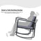 Costway 3 Pieces Patio Rocking Chair Outdoor Rattan Wicker Rocking Bistro Set w/Cushioned Seat, Conversation Set w/Glass Coffee Table and Storage Shelf for Balcony Porch Poolside (Grey)