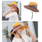 Women's Wide-Brim Ponytail Sun Hat – UV Protective Summer Beach Visor with Ventilated Mesh Design, Adjustable Anti-UV Floppy Cap Watermelon Red