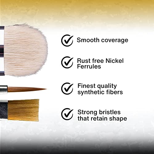 Wargames Delivered Miniature Paint Brushes-Army Painter Brushes-15 Paint Brushes for Miniature Painting-Effect, Fine Tip Detail & Dry Brushes Model Paint Brush - Acrylic Brush Set for Model Painting