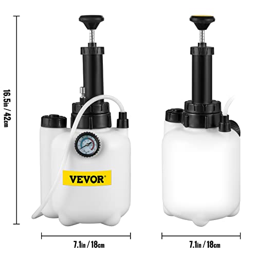 VEVOR Brake Fluid Bleeder Brake Fluid Replacement Tool 3L Large Capacity, Corrosion-resistant Brake Oil Replacement Kit for Most Cars, with Pressure Gauge, Releasing Valve, and 1L Waste Oil Bottle