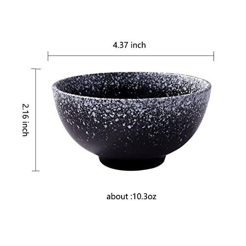 Japanese Style 4.5 Inch Rice Bowls Set of 4, Creative Ceramic Home Rice Salad Bowl Noodle Bowl, Soup Bowl