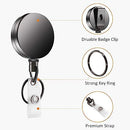 2 Pack Heavy Duty Retractable Badge Holder Reel, Will Well Metal ID Badge Holder with Belt Clip Key Ring for Name Card Keychain [All Metal Casing, 27.5" UHMWPE Fiber Cord, Reinforced Id Strap]