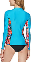 TSLA Women's UPF 50+ Full Zip Rash Guard, Water Sufing Long Sleeve Swimsuit, UV/Sun Protection Swim Shirts Wetsuit Top FSZ11-BMS Small