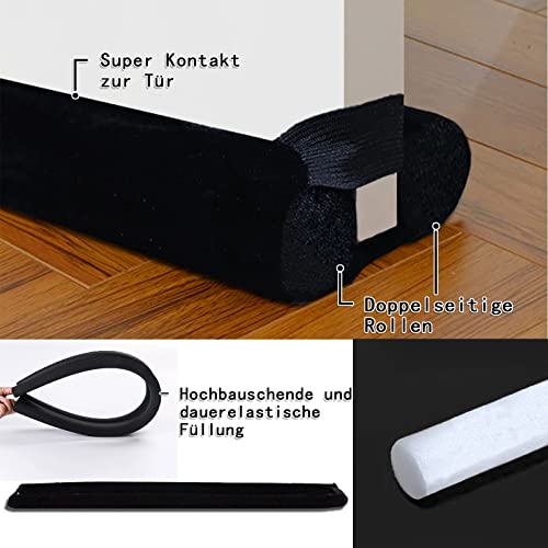 BKSAI Door Draft Stopper Door Seal Strip for Door Without Adhesive Bottom Seal Sound Blocker Wind Stopper Block Noise for Front Door Shower Bathroom,Machine Washable Black (29-35inch)