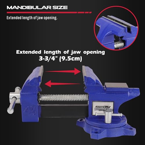 Heavy Duty Bench Vise 4.5 Inch: Table Clamp Woodworking Vice Press Drill Tools Workbench Wood Metal Pipe Work Shop Block Swivel Slide Cross Welding Machine Kit Milling Grip Precision Magnetic Jaw Pad