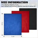 3 Pcs Bowling Ball Shammy Towel Dual Sides Leather Bowling Towel Bowling Ball Towel Bowling Accessories Cleaning Pad for Bowling Ball (Royal Blue Red and Black,12 x 10 Inches)