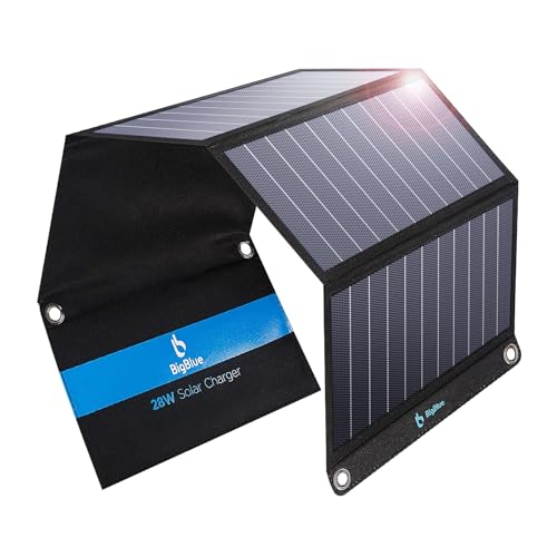 [Upgraded]BigBlue 3 USB Ports 28W Solar Charger(5V/4.8A Max), Foldable Portable Solar Phone Charger with SunPower Solar Panel Compatible with iPhone 11/Xs/XS Max/XR/X/8/7, iPad, Samsung Galaxy LG etc.